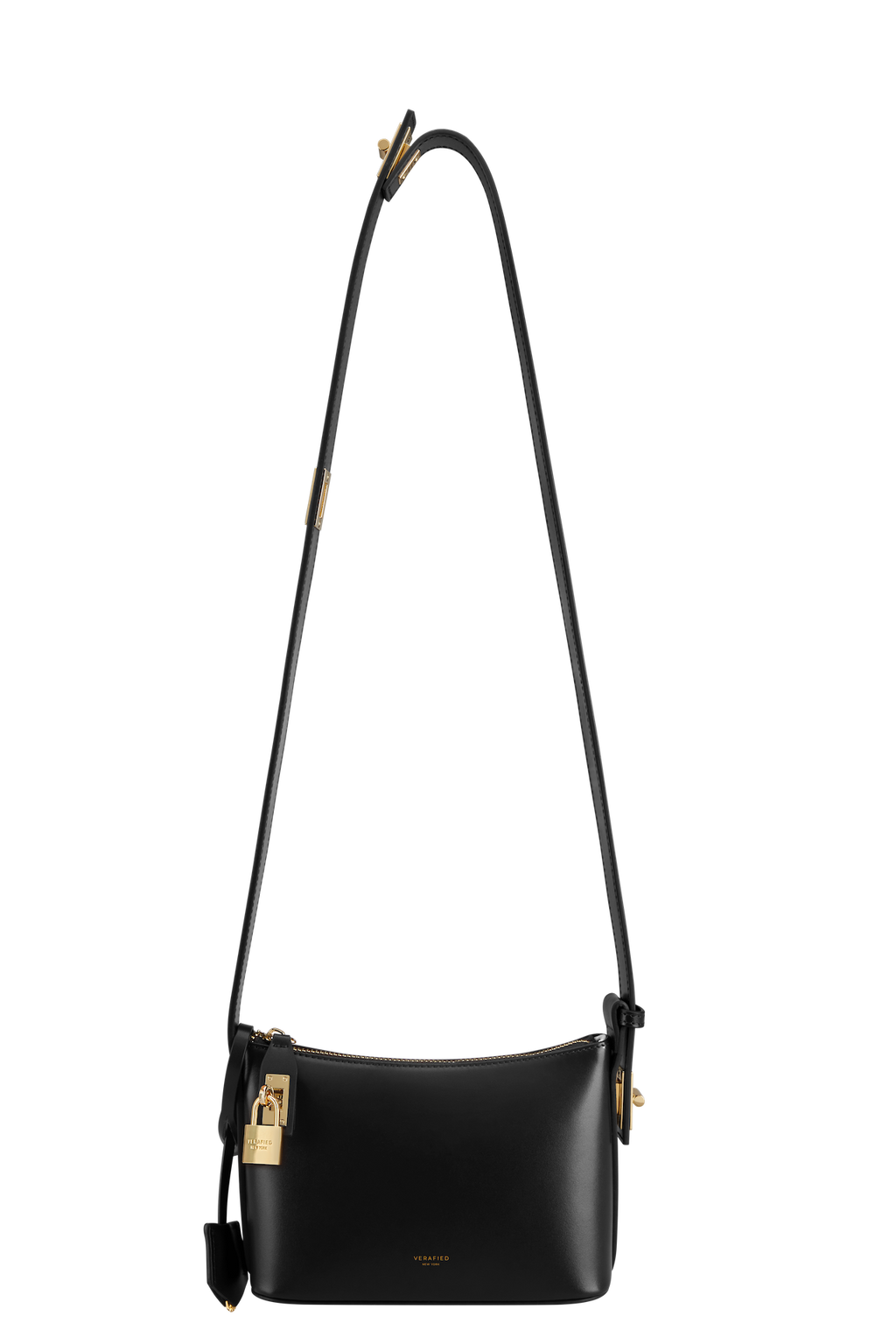 Chic Mini Black Leather Hobo Shoulder Bag with Gold Hardware, Versatile Style