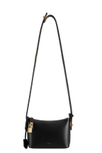 Chic Mini Black Leather Hobo Shoulder Bag with Gold Hardware, Versatile Style
