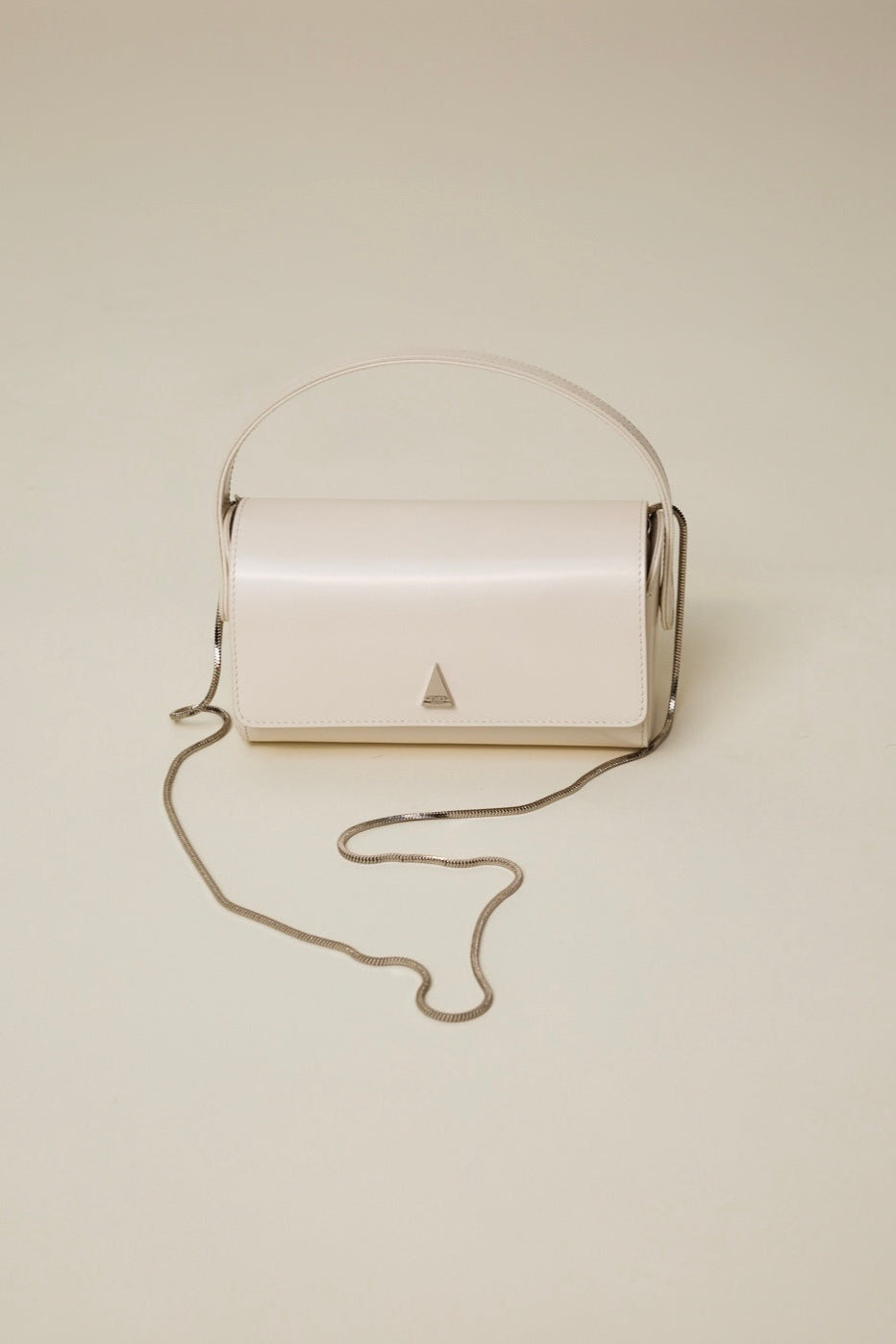 Chic Ivory Nappa Leather La Pochette Mini Handbag Versatile Crossbody Bag