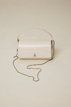 Chic Ivory Nappa Leather La Pochette Mini Handbag Versatile Crossbody Bag