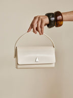 Chic Ivory Nappa Leather La Pochette Mini Handbag Versatile Crossbody Bag