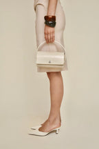 Chic Ivory Nappa Leather La Pochette Mini Handbag Versatile Crossbody Bag