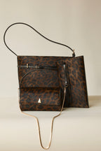 Chic Leopard Print Calf Hair Belted Tote Bag with Adjustable Shoulder Strap