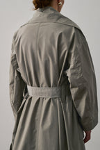 Chic Albatros Grey Wrap Trench Coat: Water-Repellent, Oversized Collar, Mid-Season Style