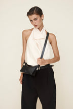 Chic Mini Silver Black Hobo Bag - Versatile Calf Leather Shoulder Purse