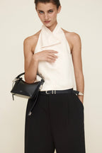 Chic Mini Silver Black Hobo Bag - Versatile Calf Leather Shoulder Purse