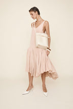 Chic Ivory Togo Leather Belted Tote Bag - Stylish Adjustable Shoulder Handbag