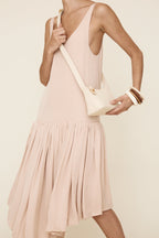 Chic Ivory Togo Leather Twister Hobo Bag with Adjustable Strap Gold Accents