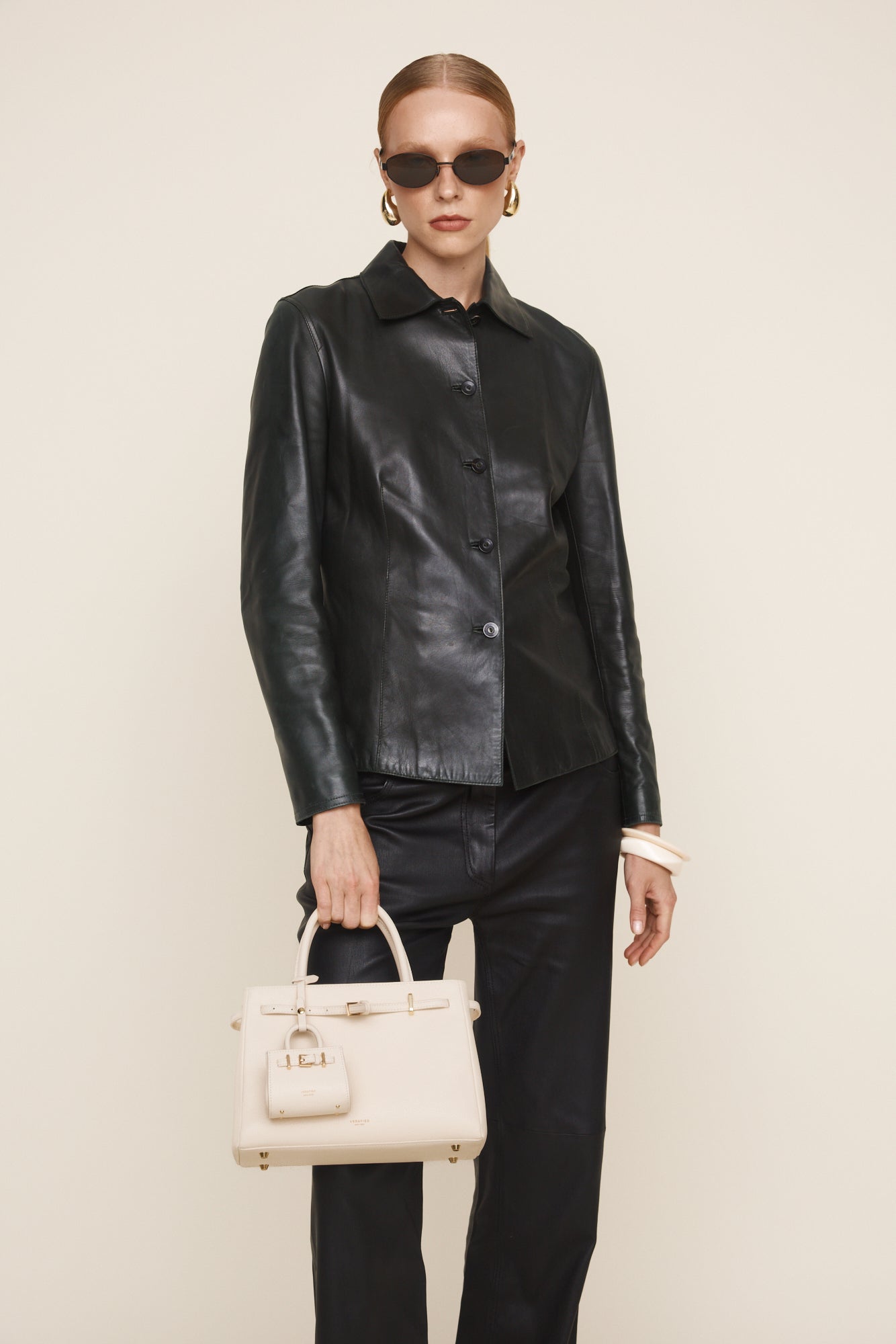 Chic Ivory Togo Leather Book Tote Bag 25: Versatile Crossbody Handbag