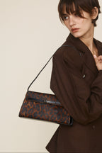 Chic Leopard Print Calf Hair Shoulder Bag with Metallic Buckle for Women
