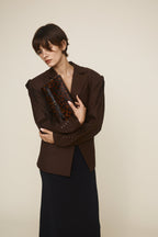 Chic Leopard Print Calf Hair Shoulder Bag with Metallic Buckle for Women