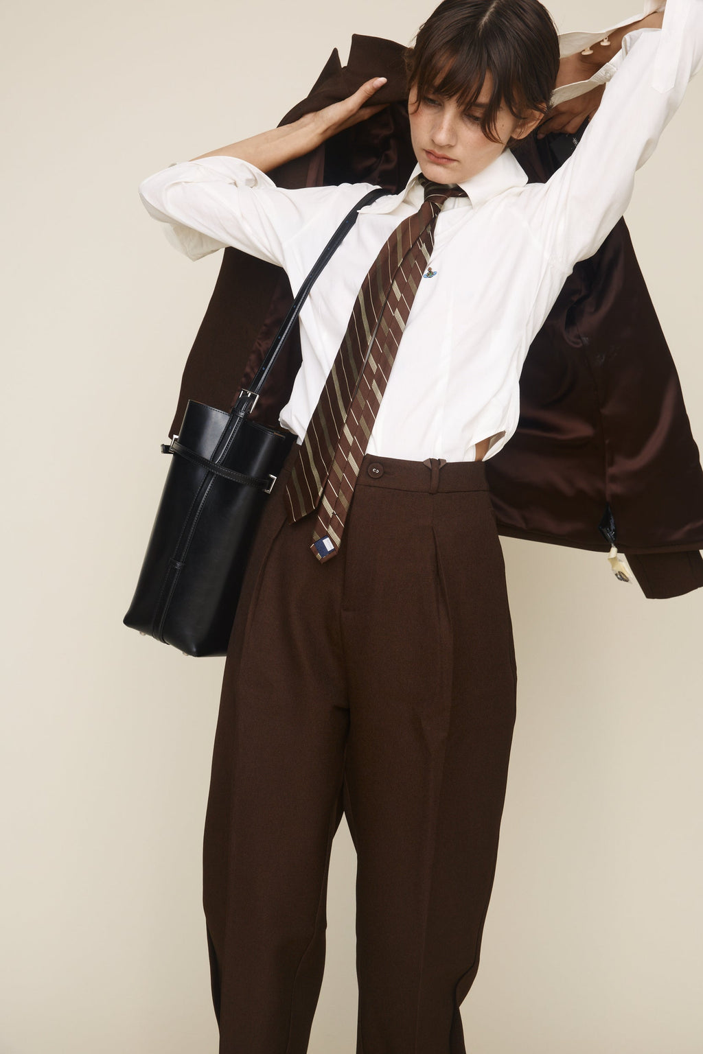 Chic Black Waxy Leather Belted Tote Bag, Versatile Shoulder Carry