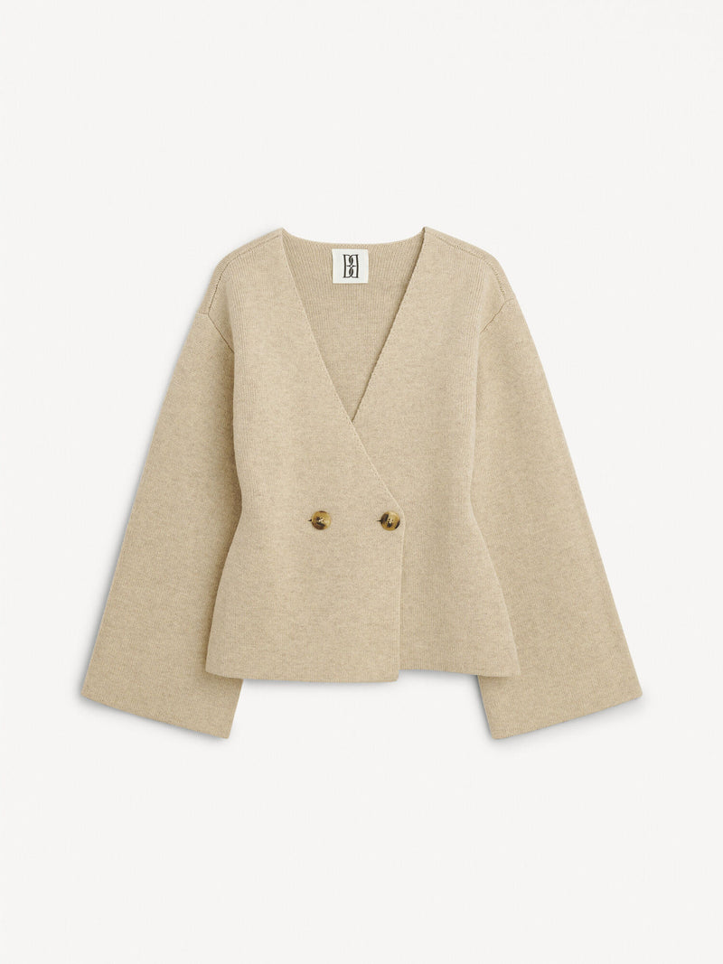 Women's Luxurious RWS Wool Double-Breasted Cardigan with Relaxed Fit