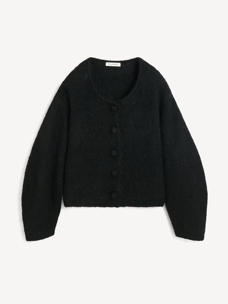 Zharea Wool-Blend Cropped Cardigan: Soft Mohair, RWS Certified, Button-Front