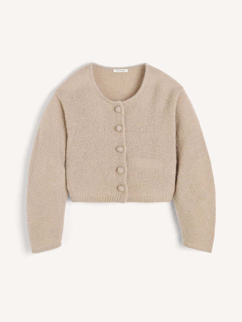 Zharea Cropped Wool Blend Cardigan: Soft Mohair, Warm, Button Closure, Regular Fit