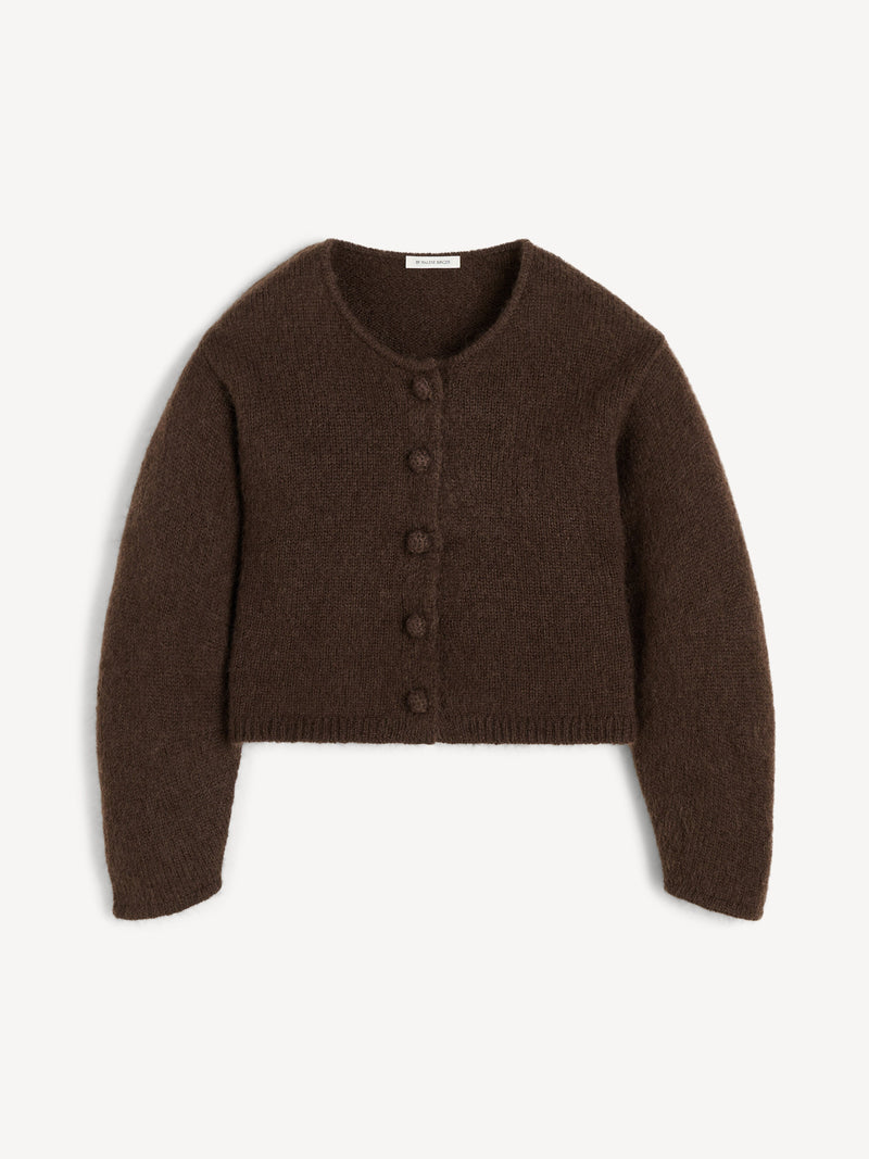 Soft Mohair Wool-Blend Cropped Cardigan: Chic Button Closure, Regular Fit Comfort