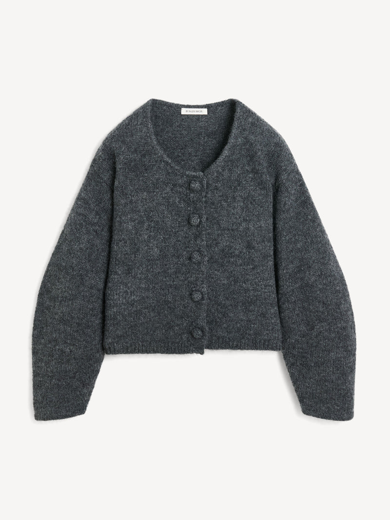 Zharea Wool Blend Cropped Cardigan - Soft Mohair Knit, Button Closure