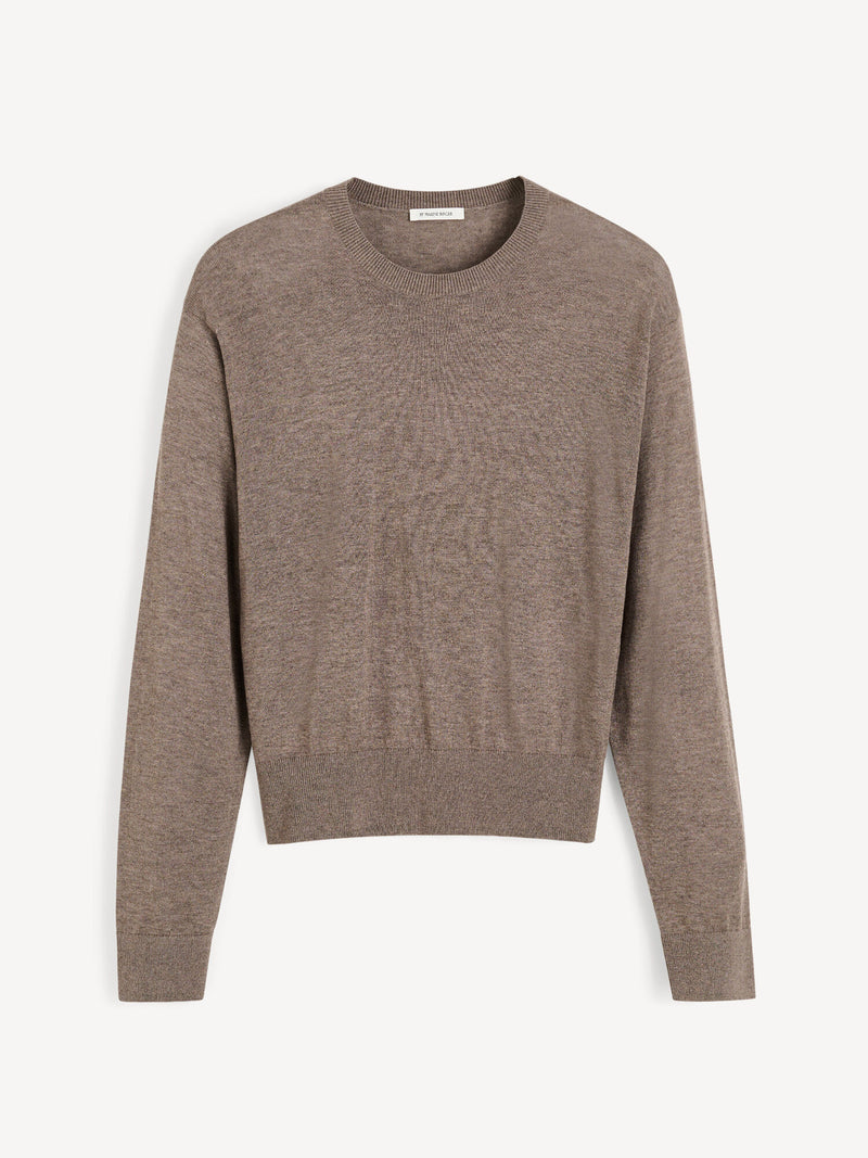 Women's Luxurious Mantea Silk Wool Blend Sweater, Dropped Shoulder, Regular Fit
