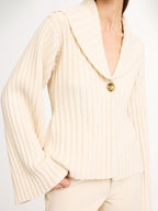 By Malene Birger Toka Snug Classical Organic Cotton Wool Blend Ribbed Cardigan