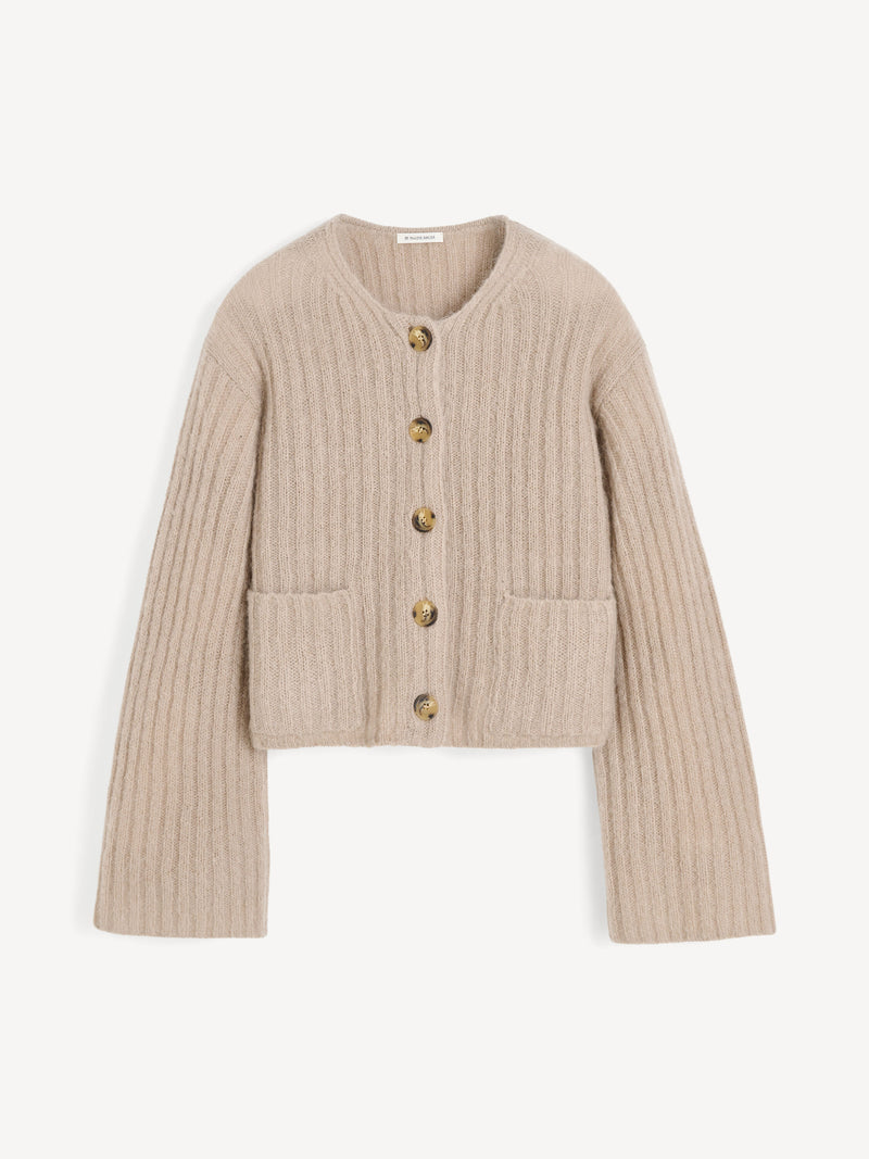 Luxurious Wool Mohair Blend Ribbed Cardigan Sweater for Effortless Layering