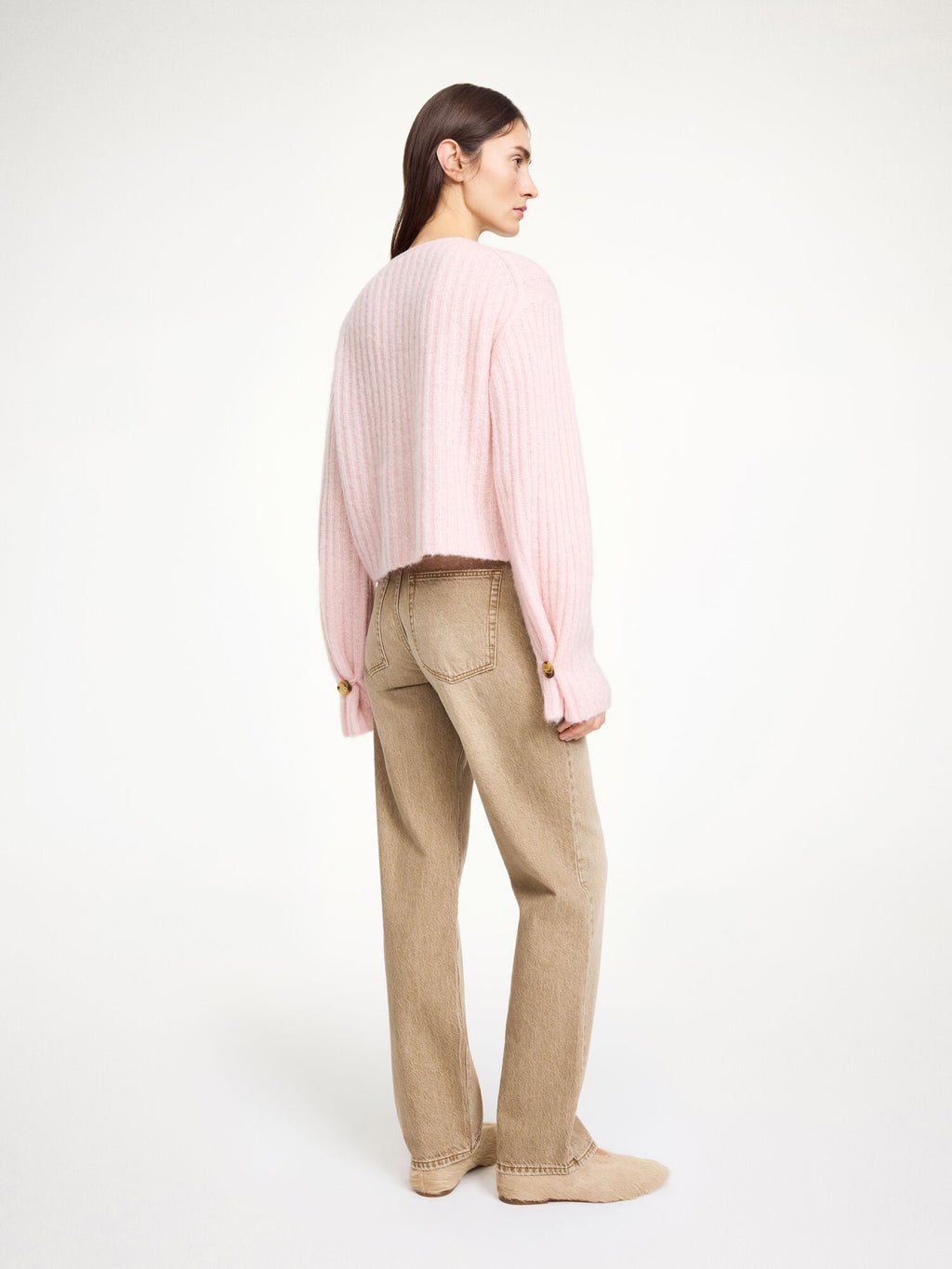 By Malene Birger Cierrou Ribbed Wool-Mohair Blend Cropped Cardigan with Pockets