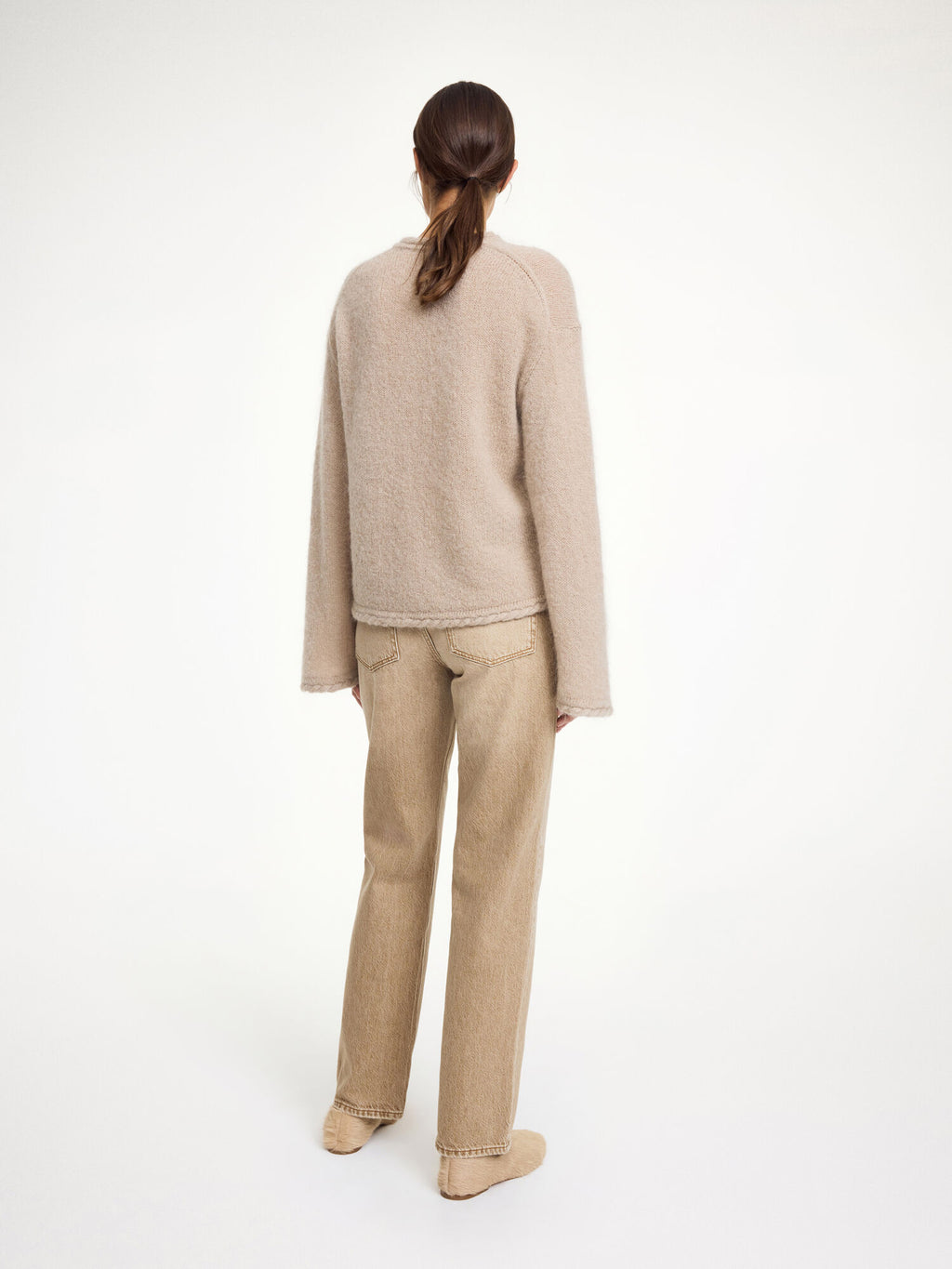 By Malene Birger Cierra Braided Hem Loose Fit Wool Mohair Knit Sweater