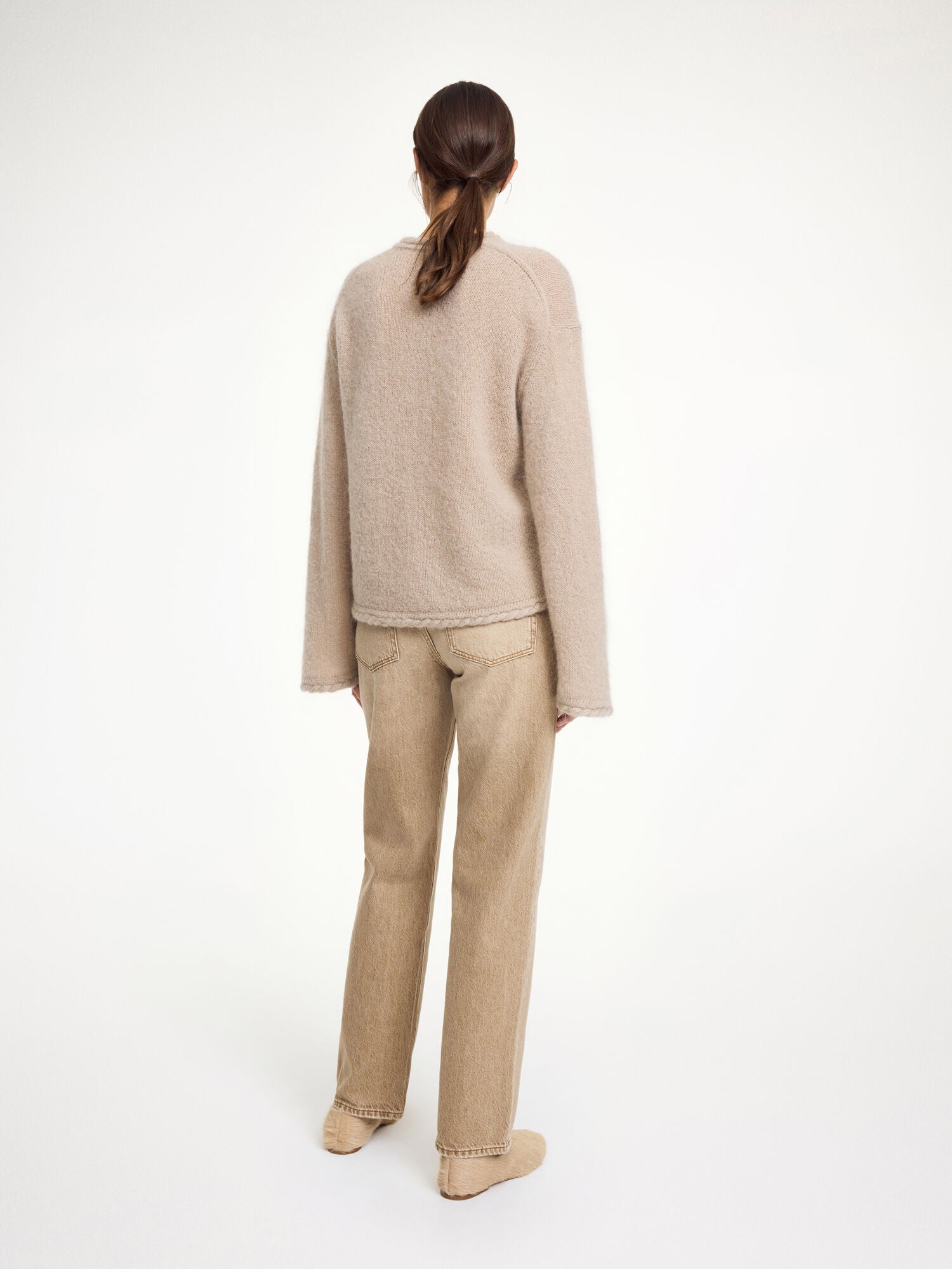 By Malene Birger Cierra Braided Hem Loose Fit Wool Mohair Knit Sweater