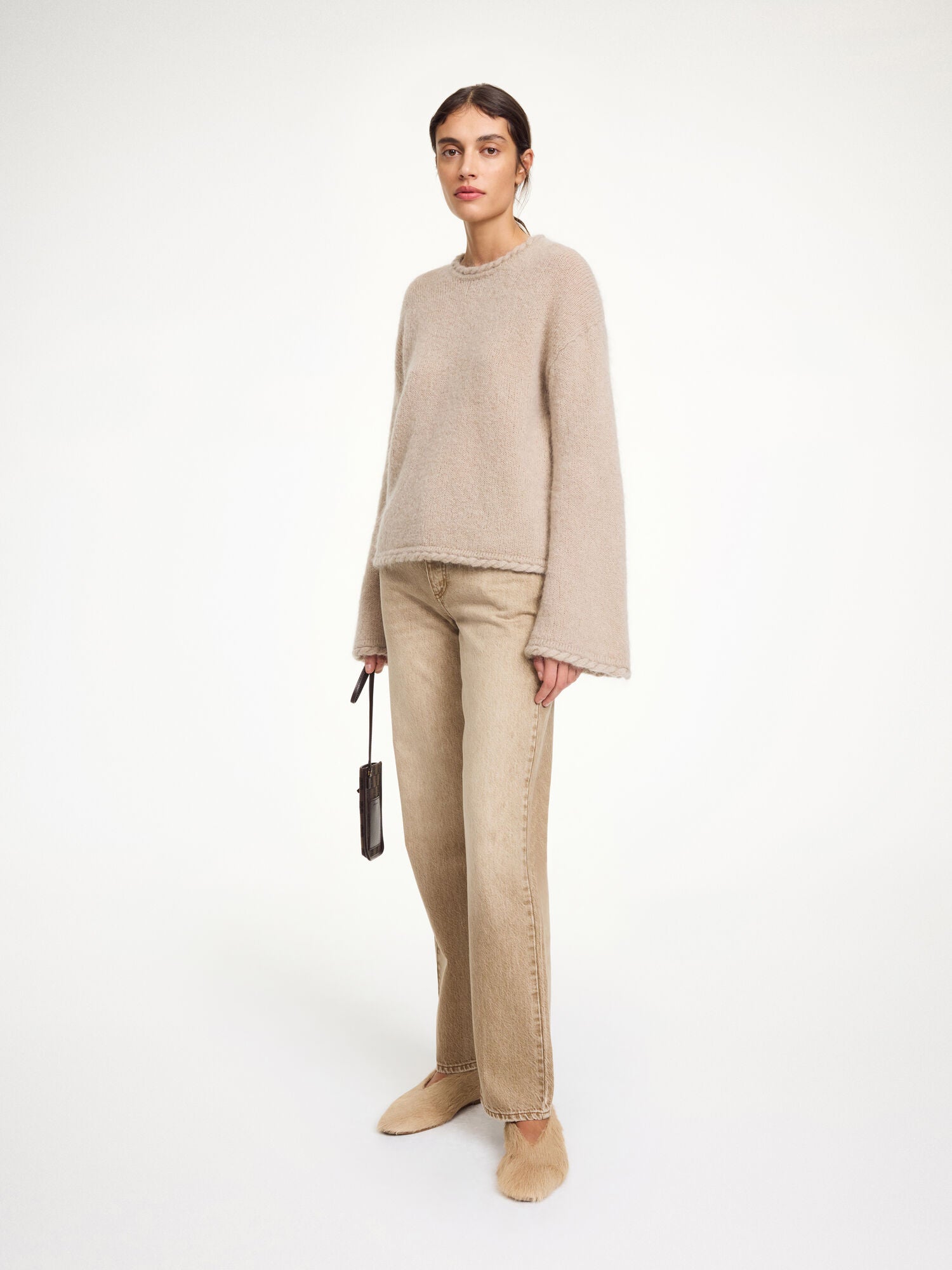 By Malene Birger Cierra Braided Hem Loose Fit Wool Mohair Knit Sweater