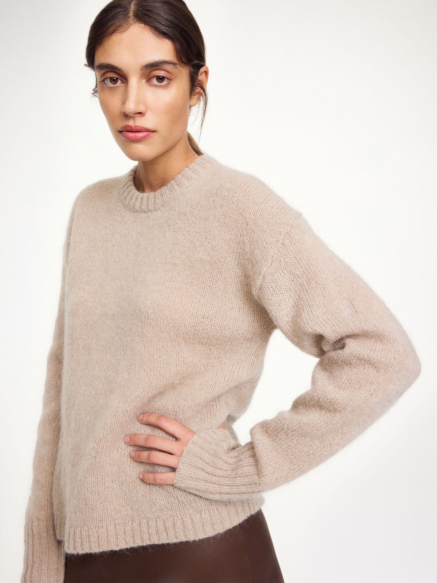 Brie Sweater: Luxurious Wool Mohair Blend, Loose Fit, Ribbed Hems, Cozy Knit