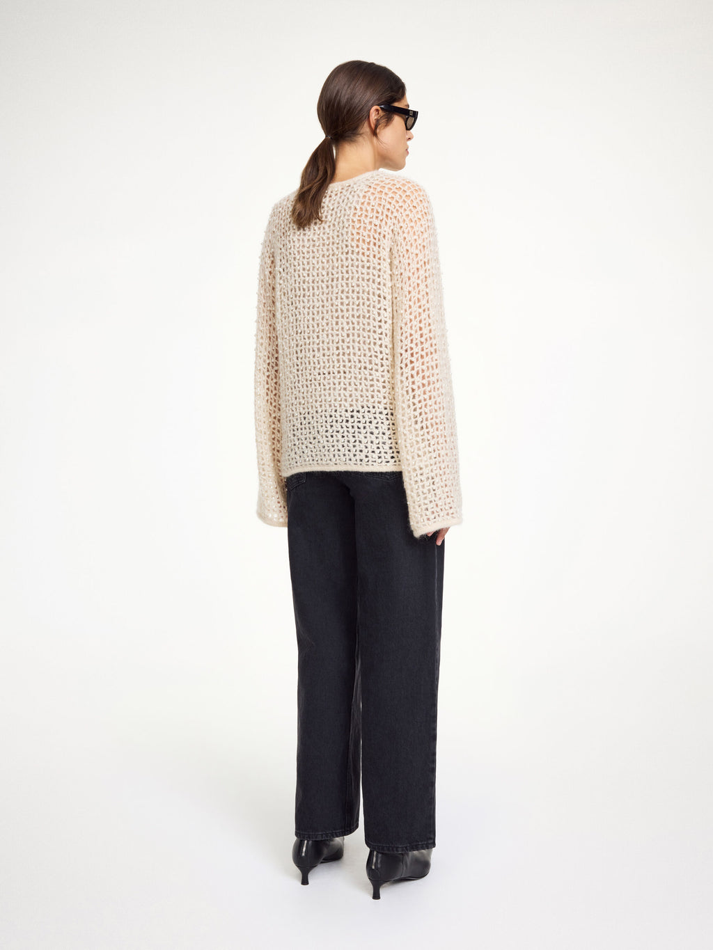 By Malene Birger Amil Pearl Embellished Cut-Out Knit Wool Mohair Sweater