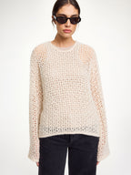 By Malene Birger Amil Pearl Embellished Cut-Out Knit Wool Mohair Sweater