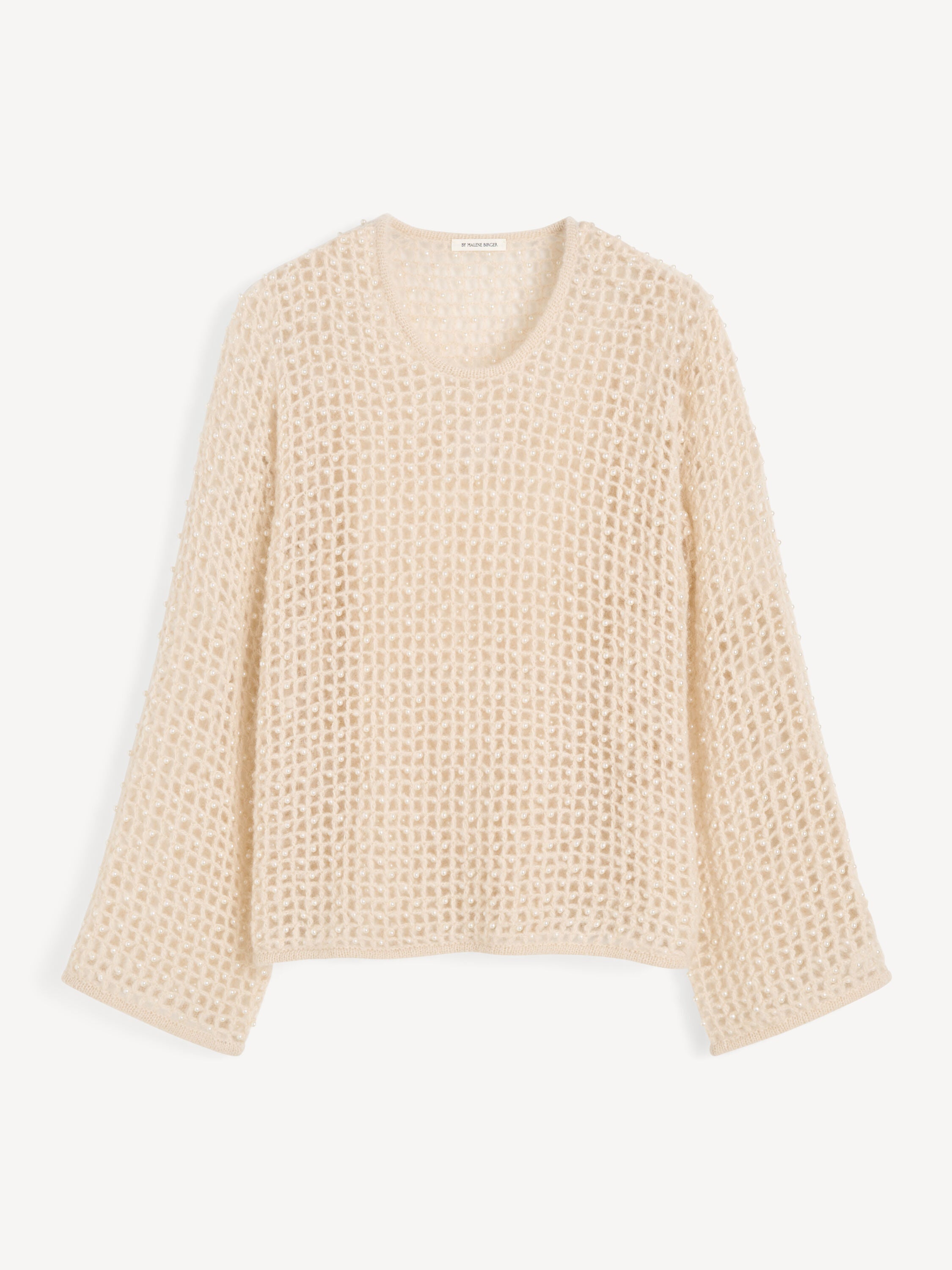 By Malene Birger Amil Pearl Embellished Cut-Out Knit Wool Mohair Sweater