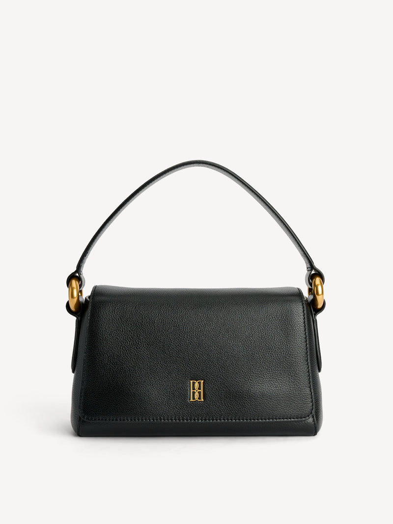 Lellie Supple Leather Shoulder Bag with Monogram, Wide Strap, Magnetic Closure