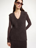 By Malene Birger Revna Mohair Alpaca Blend Deep V-Neck Knit Sweater Vest