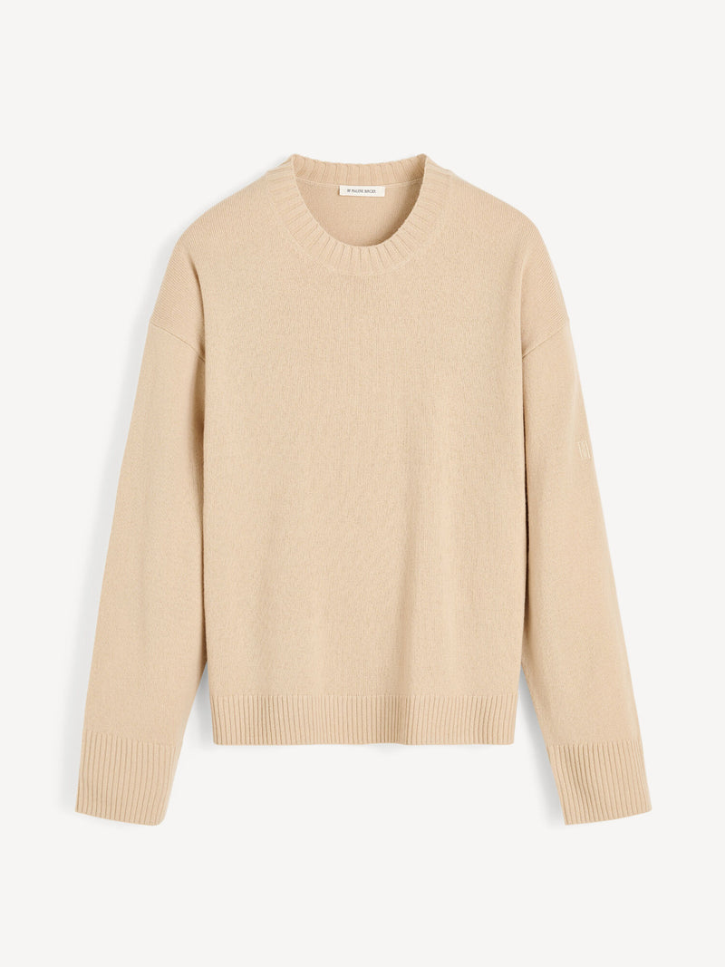 Cozy Livane RWS Certified Wool Sweater with Dropped Shoulders and Rib Hems