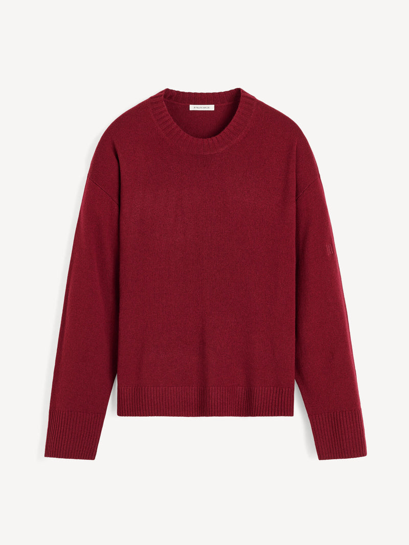 Elegant Livane Women's Soft Wool Sweater: Cozy Ribbed Knit, Dropped Shoulders Style