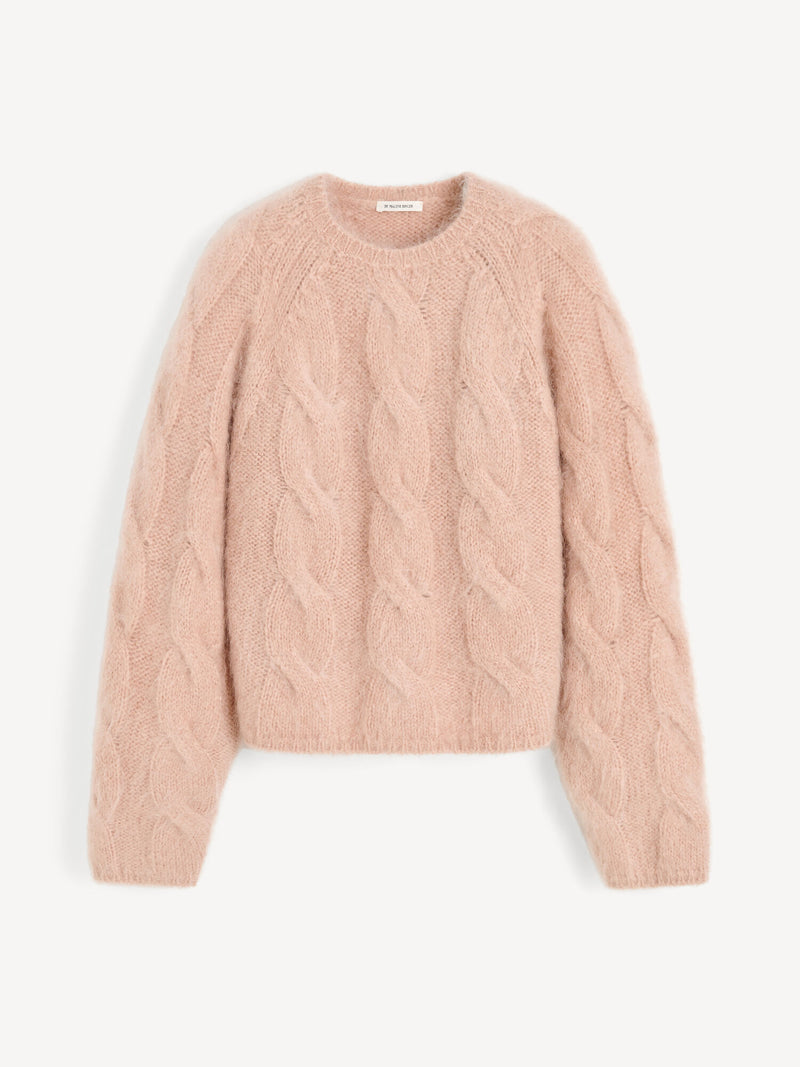 Luxurious By Malene Birger Elliot Frothy Cable Knit Mohair Wool Sweater