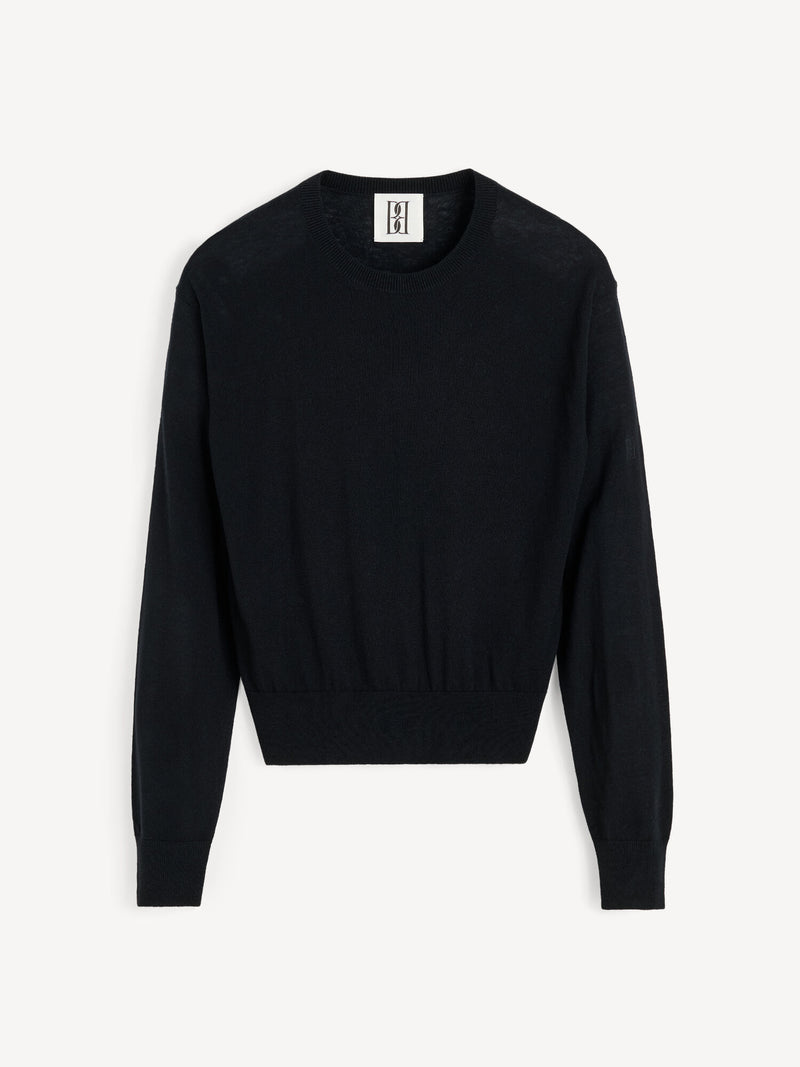 Luxurious Mantea Wool-Blend Crewneck Sweater with Embroidered Monogram - Essential Layering Piece