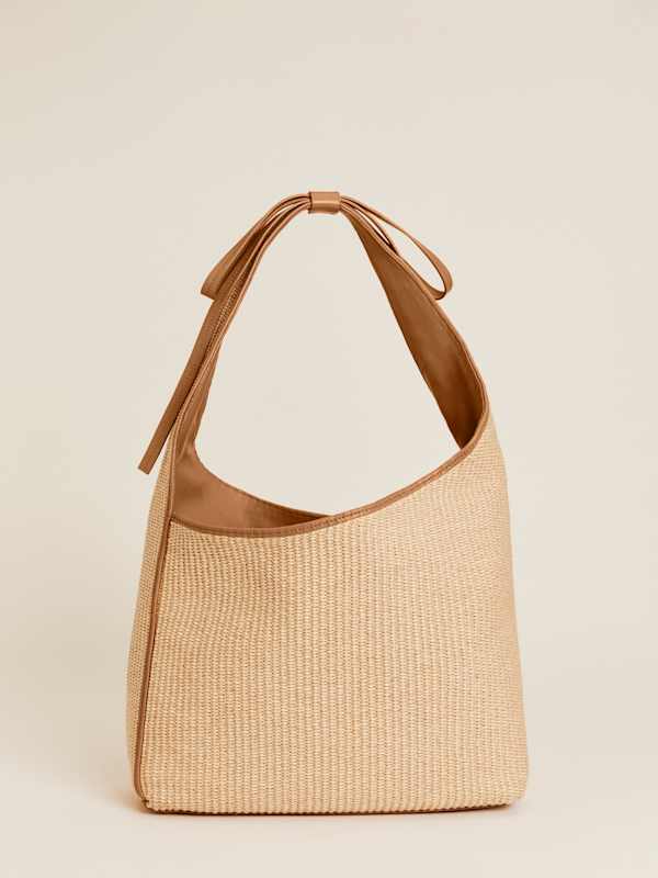 Chic Sustainable Organic Cotton Raffia Lucia Tote Bag - Spacious &amp; Stylish