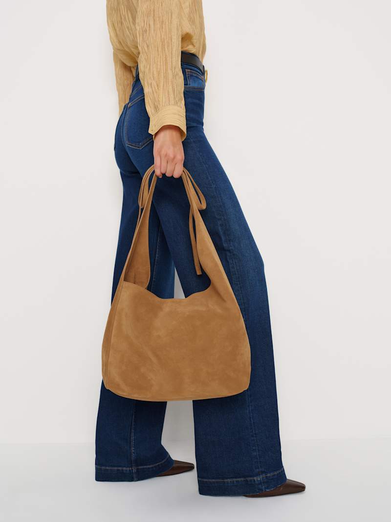 Chic Reformation Vittoria Medium Suede Tote Bag with Magnetic Closure
