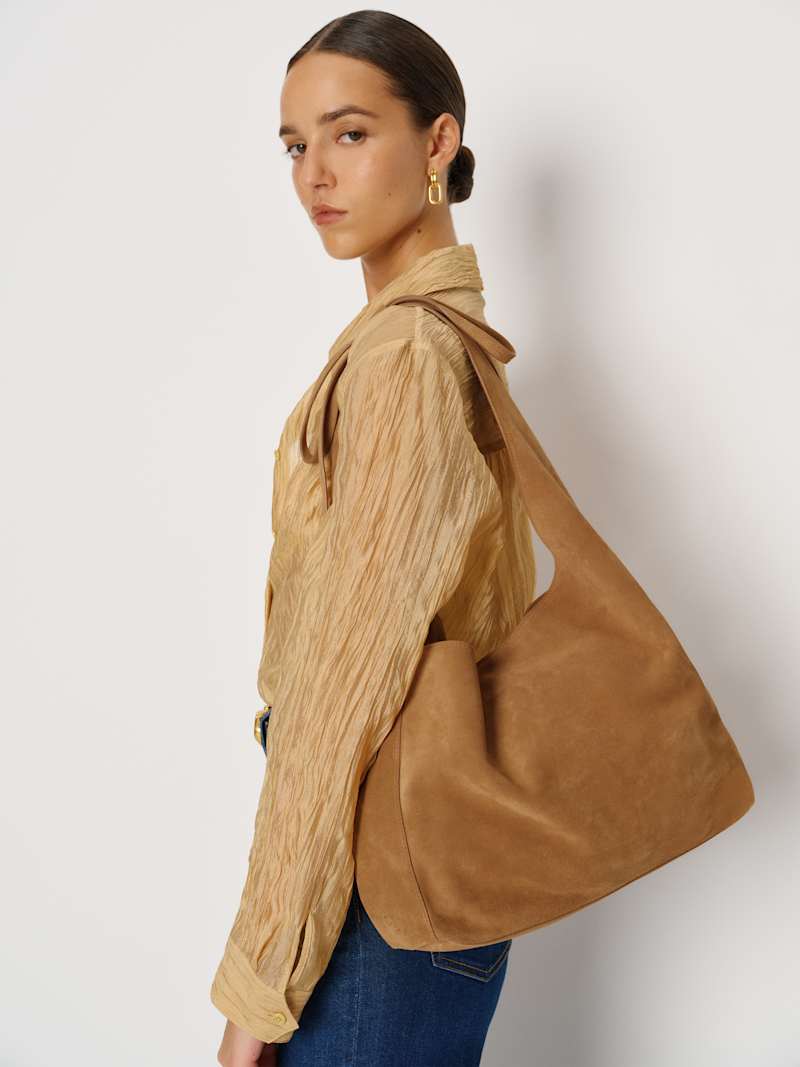 Chic Reformation Vittoria Medium Suede Tote Bag with Magnetic Closure