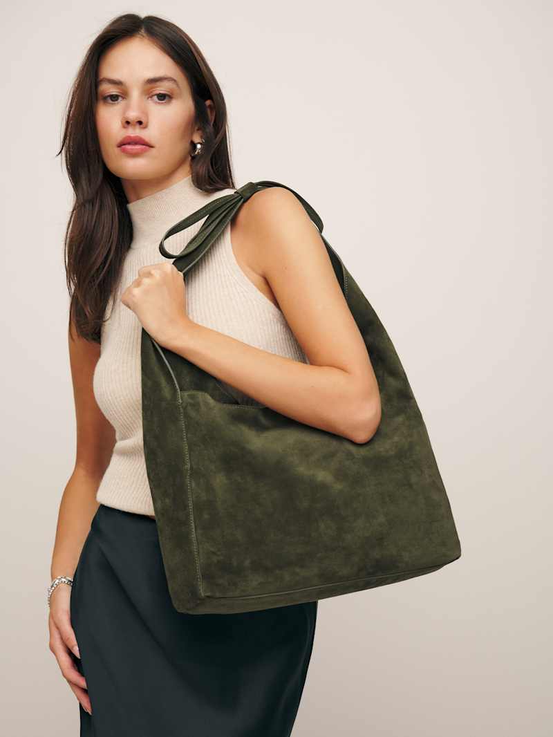 Chic Medium Vittoria Suede Tote Bag with Magnetic Closure & Laptop Space