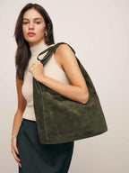 Chic Medium Vittoria Suede Tote Bag with Magnetic Closure & Laptop Space