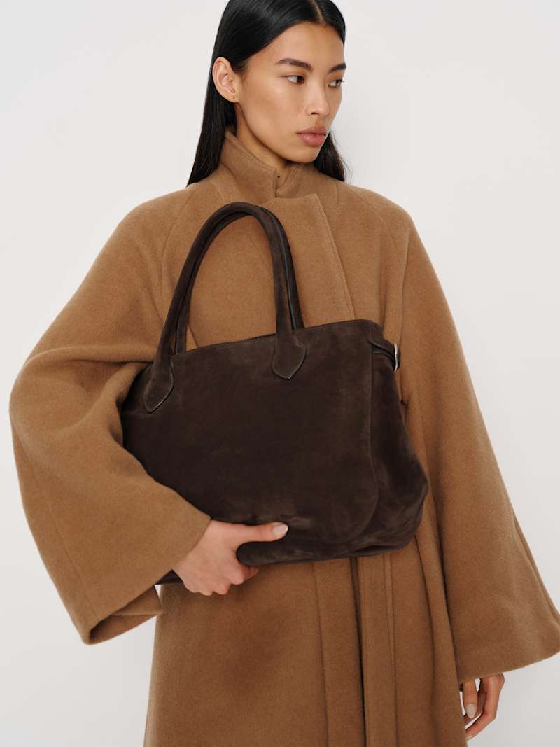 Reformation Patrizia Oversized Suede Bowling Bag | Spacious, Chic, Sustainable