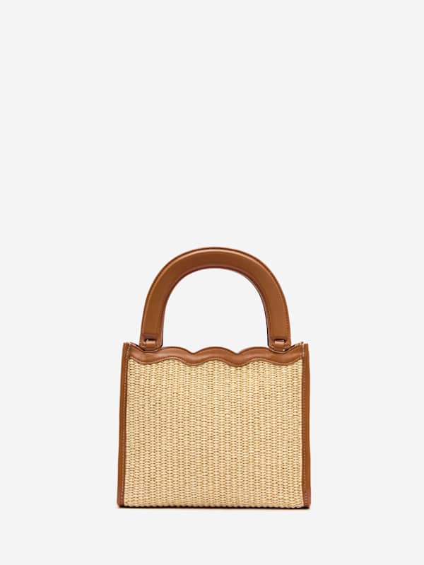 Chic Sustainable Organic Cotton Raffia Lucia Tote Bag - Spacious &amp; Stylish