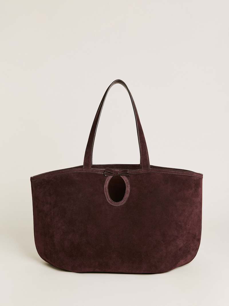 Reformation Regina Premium Calf Suede Sustainable Tote Bag with Spacious Interior