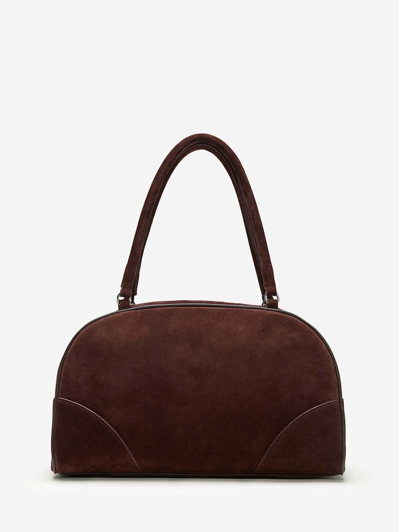 Reformation Arianna Premium Calf Suede Bowling Shoulder Bag for Women