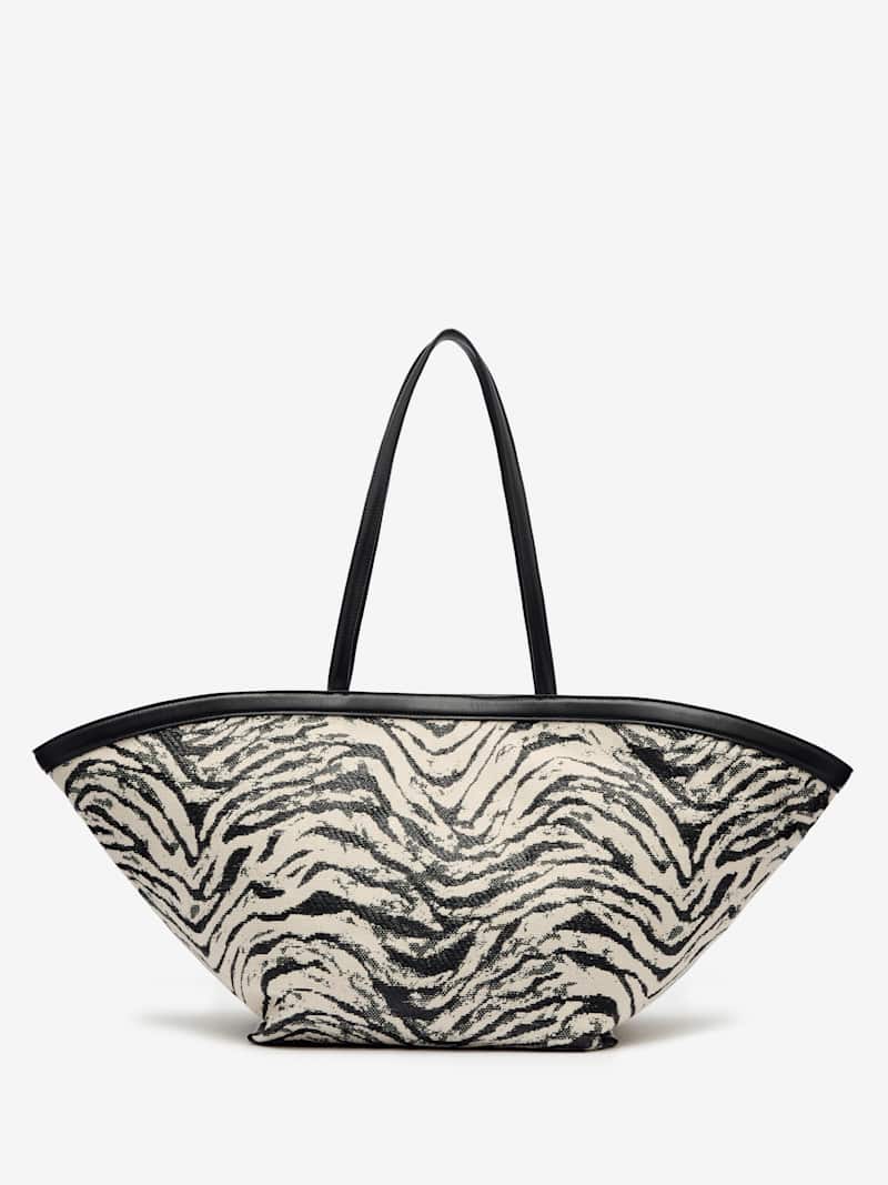 Chic Sustainable Zebra Raffia Organic Cotton Lucia Tote Bag - Everyday Carryall