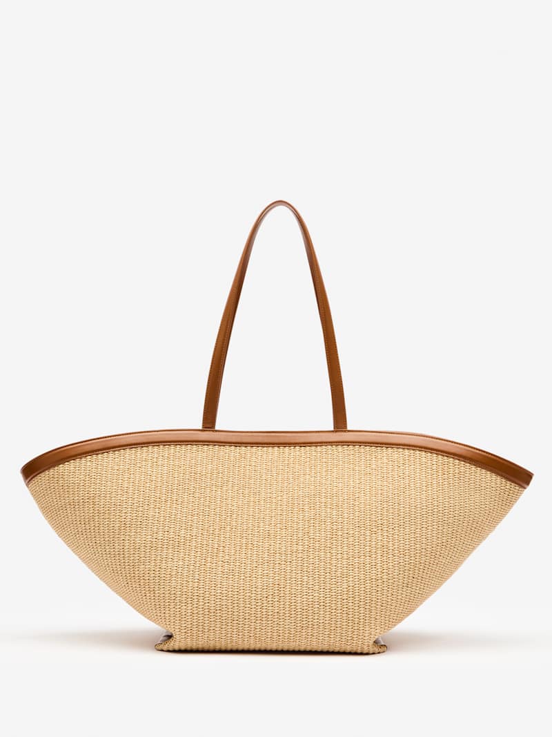 Chic Sustainable Organic Cotton Raffia Lucia Tote Bag - Spacious &amp; Stylish