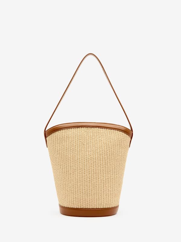 Chic Sustainable Organic Cotton Raffia Lucia Tote Bag - Spacious &amp; Stylish
